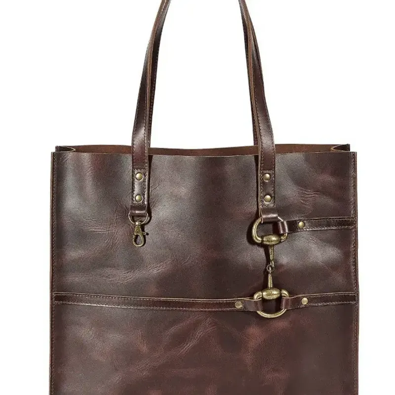 AWST Int'l Snaffle Bit Leather Tote Bag